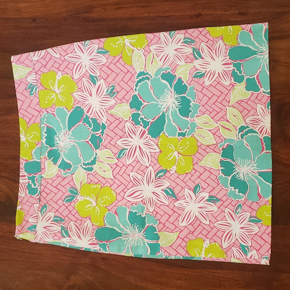 Handmade Pink & Green Tropical Floral Pencil Skirt | Summer Resort Medium - Picture 4 of 10